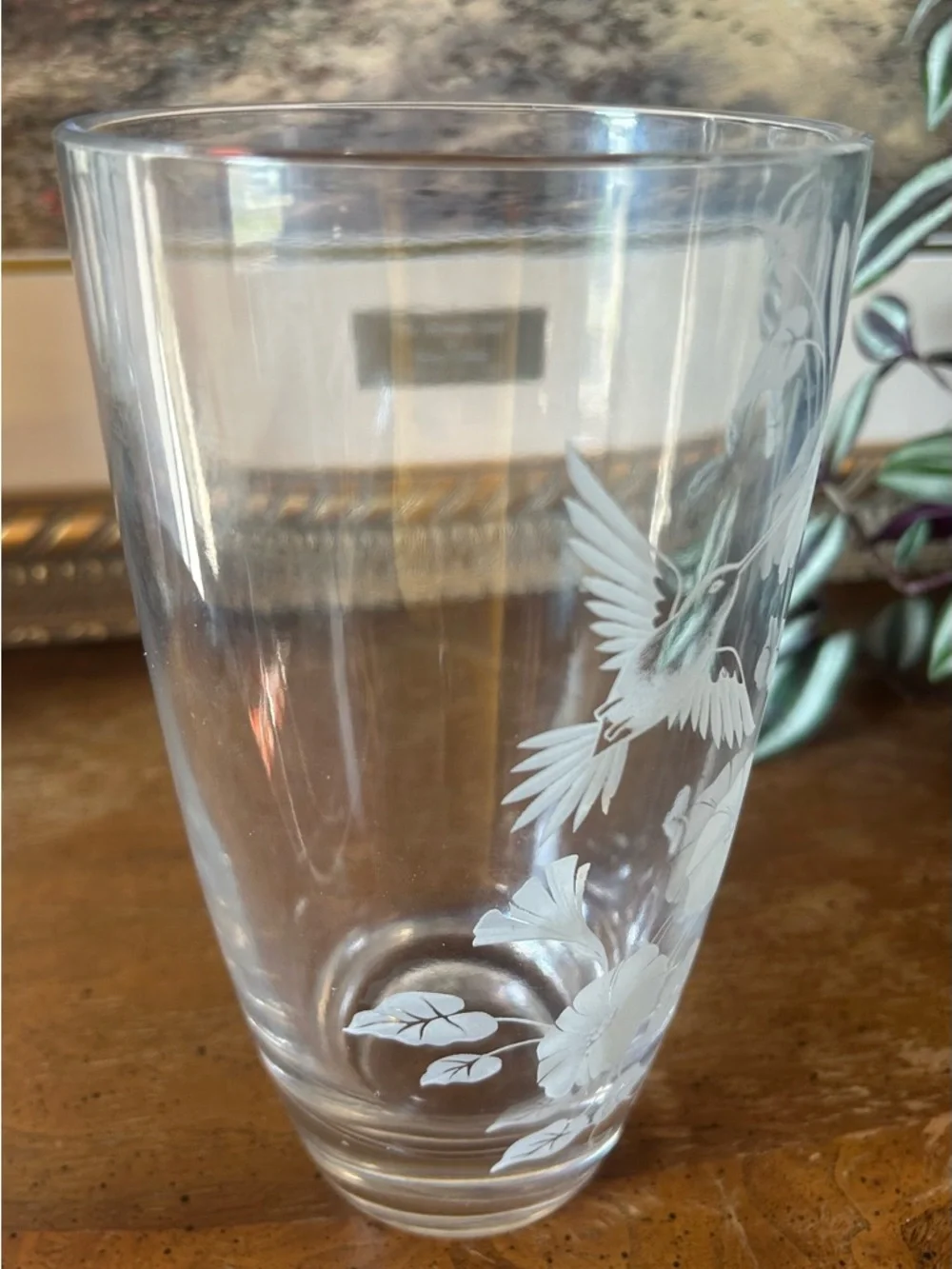 Vintage Avon Fostoria Lead Crystal Hummingbird Vase - Picture 5 of 11